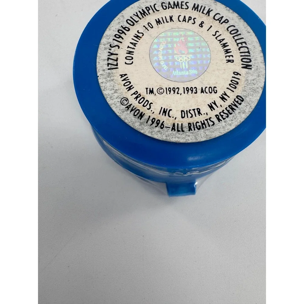 Avon Izzy 1996 Olympic‎ Games Milk Cap Collection Kids Blue Pogs Slammer Set